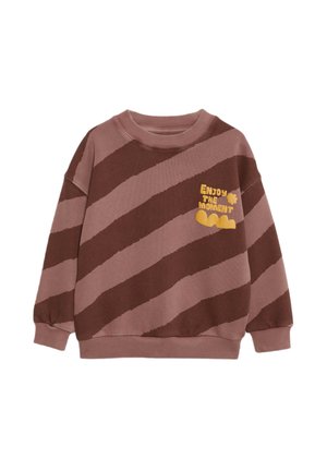 STRIPED SLOGAN - Sweatshirt - brown mix
