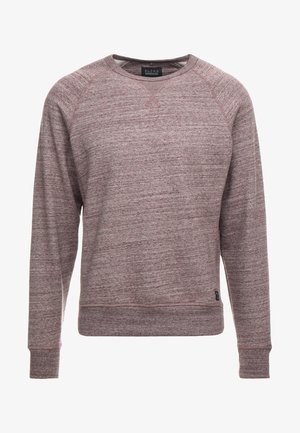 Sweatskjorte i en blandet burgunderfarge, med rund hals, raglanermer, ribbestrikkede mansjetter og kant, med subtil tekstur og en liten logo-merkelapp.