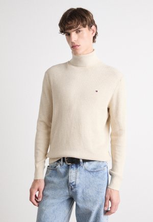 Tommy Hilfiger STRUCTURE ROLL NECK - Jumper - heathered oatmilk