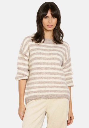 STRIPED - Pullover - taupe