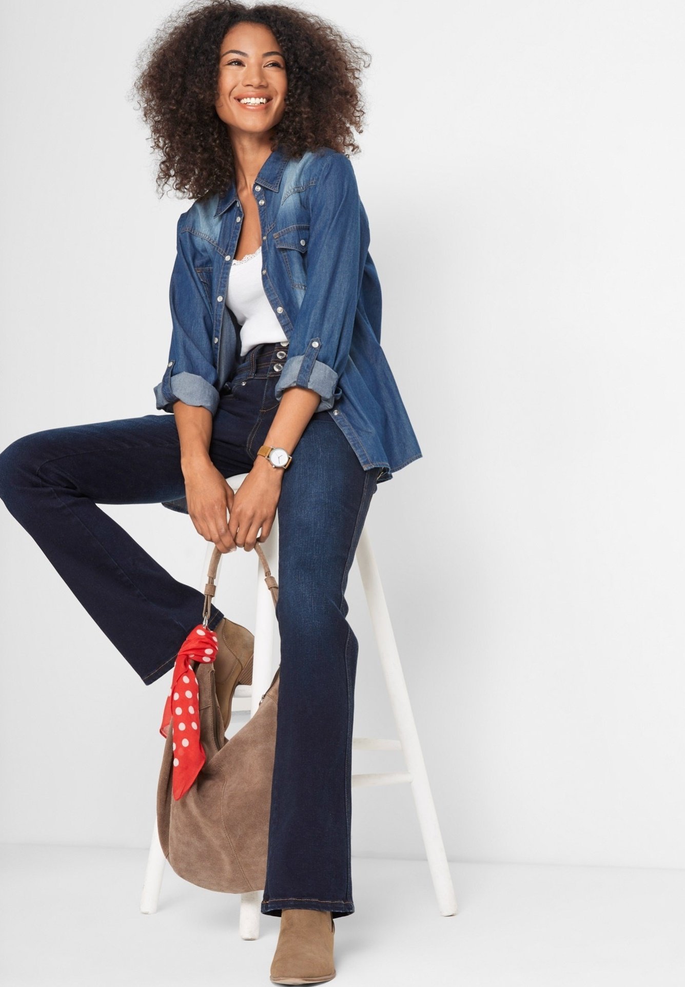 bonprix Jeans a zampa - blau/blu scuro - Zalando.it