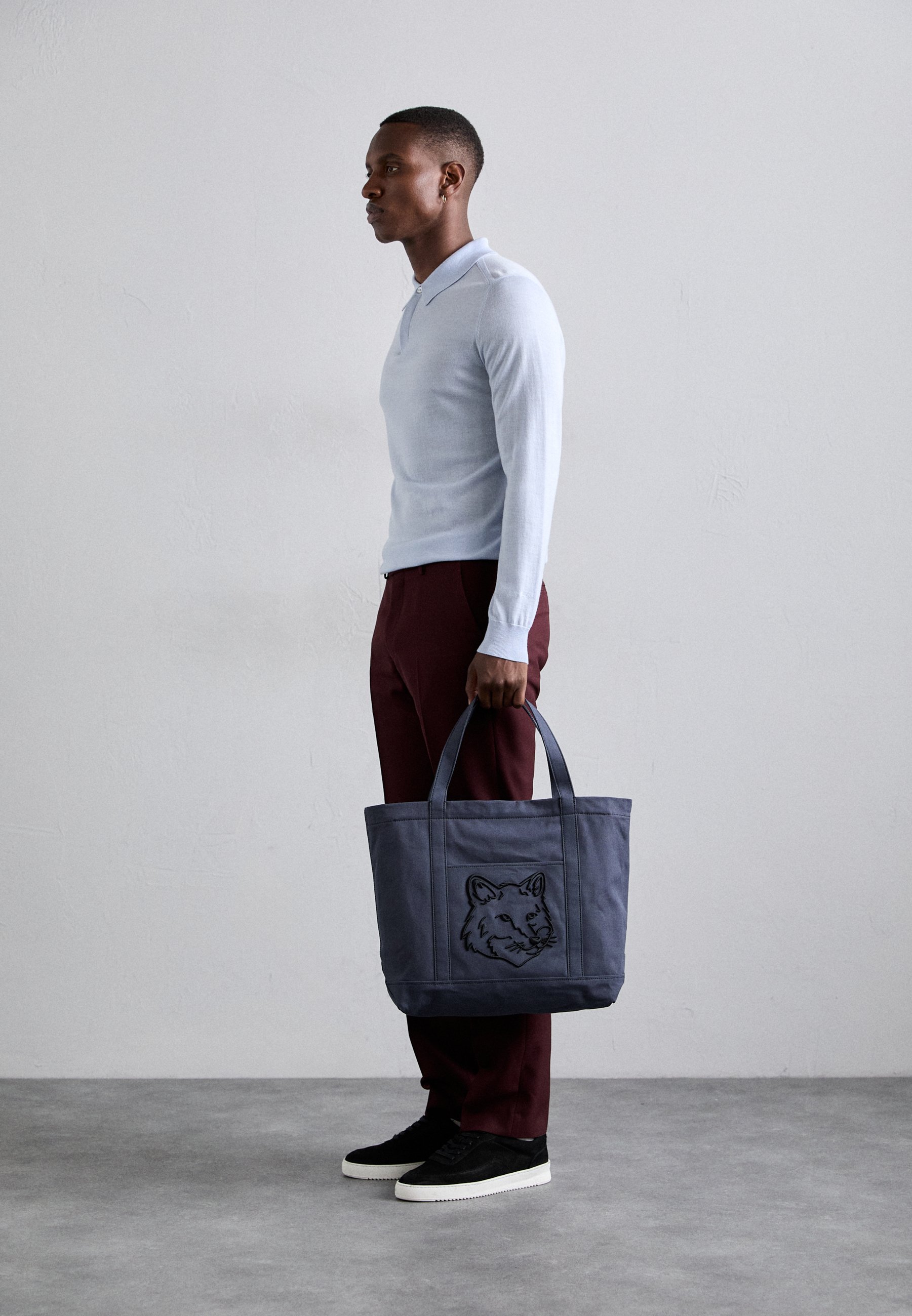 Maison Kitsuné FOX HEAD LARGE TOTE - Tote bag - slate grey/dark