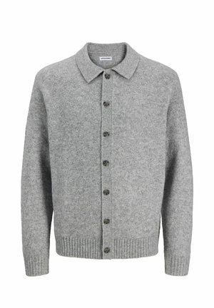 Jack & Jones, JJESOHO OLLIE KNIT POLO CARDIGAN - Gilet - light grey melange