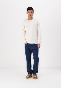 GAP WAFFLE HENLEY - Long sleeved top - ivory frost