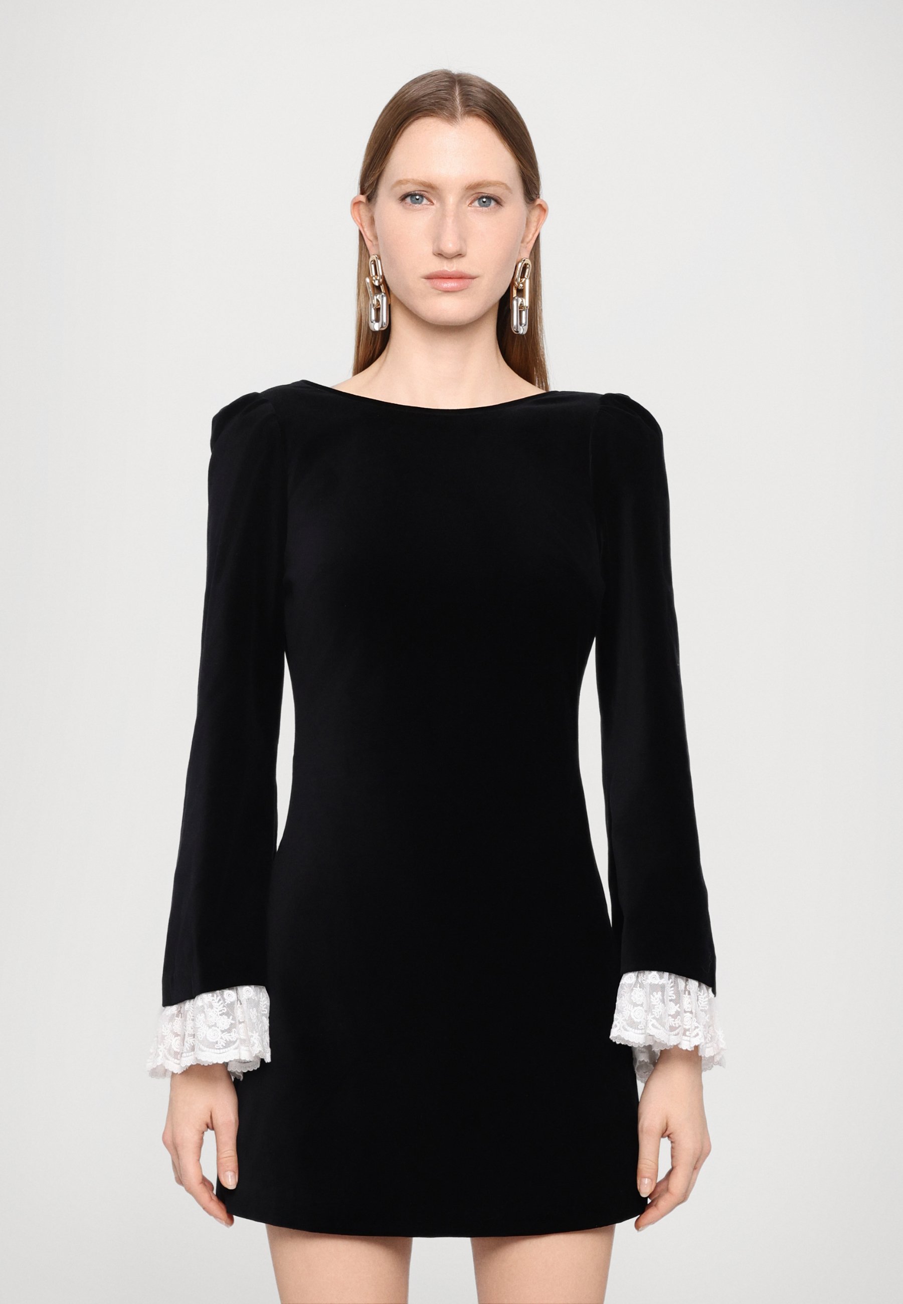 Robe Cocktail Noire The Kooples En Dentelle Avec Col Blanc - Taille 36 - Occasion Très Bon état