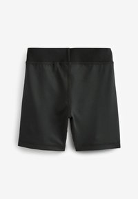 Svarta badshorts med en figurnära, slät textur och elastisk midja. Har minimal sömnad längs nederkant och sidsömmar.