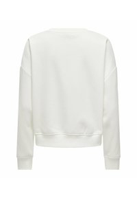 Witte sweatshirt met een ronde hals, lange mouwen en geribde manchetten; gladde structuur met een eenvoudig, minimalistisch ontwerp.