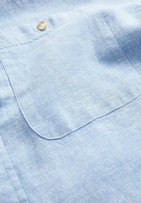 Next LINEN BLEND SHORT SLEEVE SHIRT WITH GRANDAD COLLAR - Overhemd - light blue
