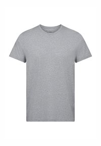Grå bomulds t-shirt med korte ærmer, rund halsudskæring og en glat tekstur. Enkel, udekoreret design uden mønstre eller accenter.