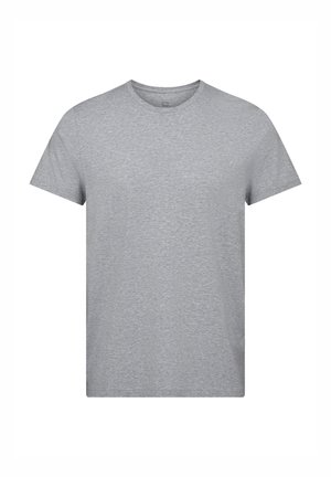 Grå bomulds t-shirt med korte ærmer, rund halsudskæring og en glat tekstur. Enkel, udekoreret design uden mønstre eller accenter.
