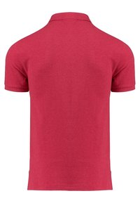 Rode polo shirt, korte mouwen, effen kleur, klassieke kraag, gemaakt van zachte stof, gladde textuur, stiksels aan de zoom voor duurzaamheid.