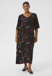 Kaffe Curve Freizeitkleid - windsor wine/black flower