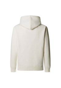 Crème hoodie, gemaakt van zachte stof. Heeft een kangoeroezak en ribgebreide manchetten en zoom, met een gladde, gestructureerde afwerking.