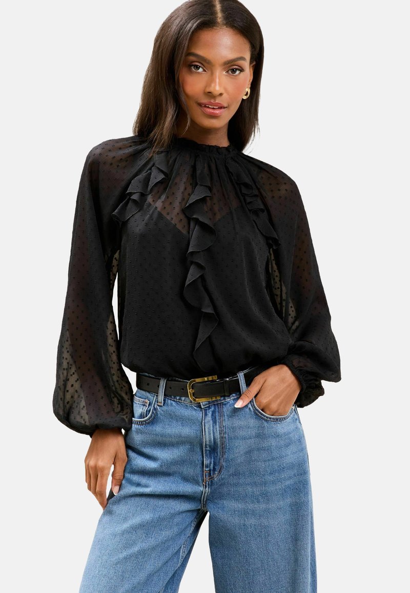 Lipsy - REGULAR FIT - RUFFLE TRIM DOBBY  - Blouse - black, Enlarge