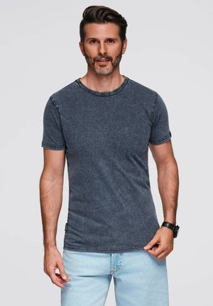 WITH A WASHED EFFECT - T-shirt - bas - navy blue