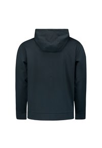 Felpa nera con cappuccio regolabile e tasca frontale. Realizzata in tessuto morbido, presenta un design pulito e semplice senza decorazioni.