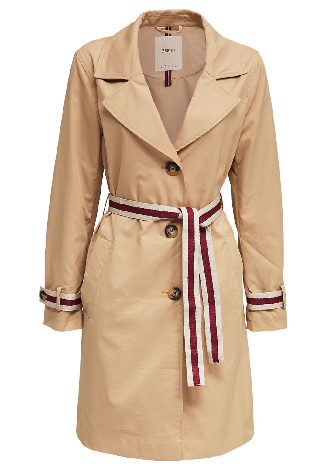 ESPRIT UPDATE FÜR EINEN KLASSIKER: SPORTIVE WEBBAND DETAILS SETZ Trenchcoat beige ESPRIT UPDATE FÜR EINEN KLASSIKER: SPORTIVE WEBBAND DETAILS SETZ Trenchcoat beige