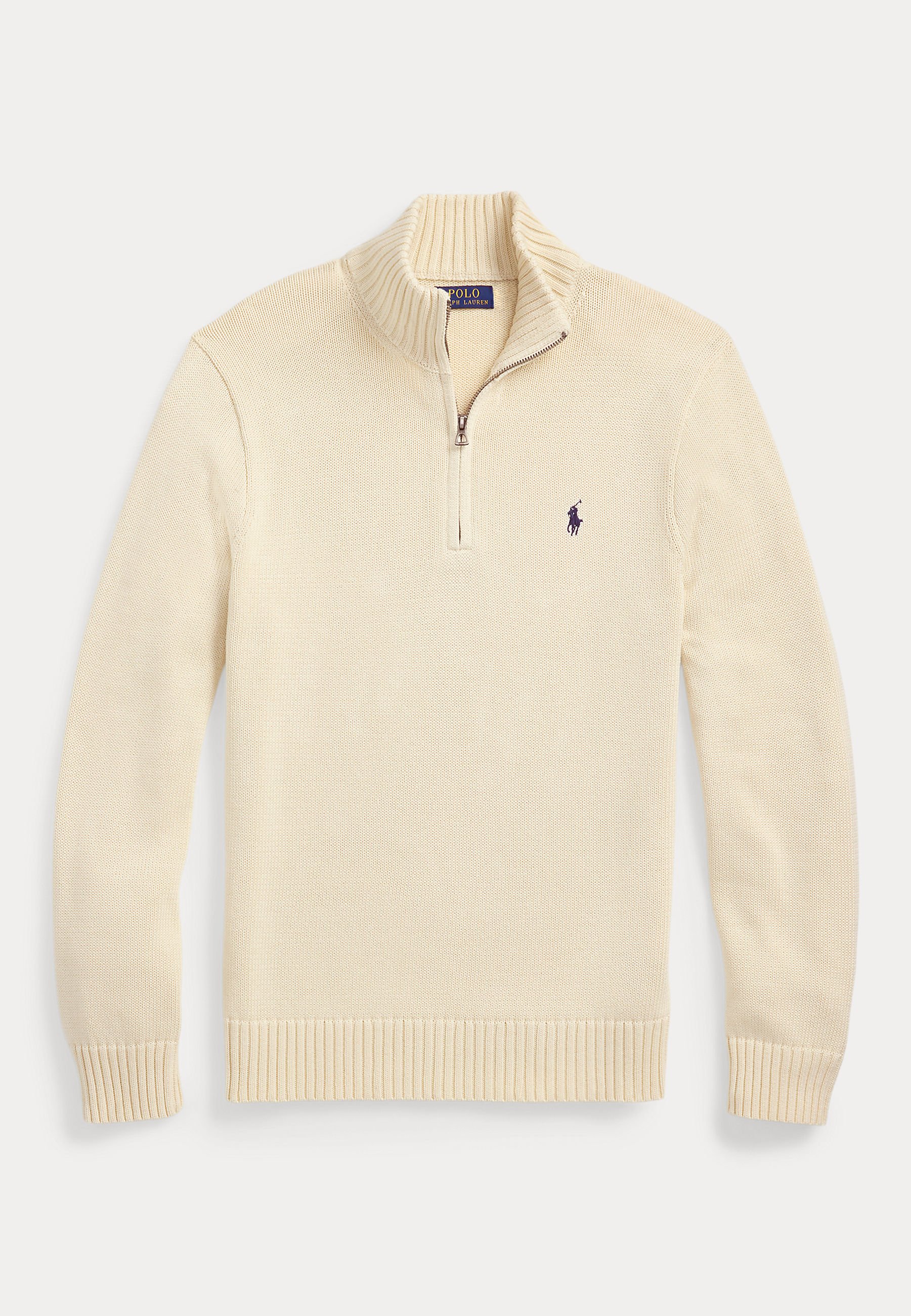 Polo Ralph Lauren LONG SLEEVE - Pulover - beige/alb natural