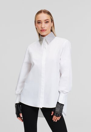 KARL LAGERFELD ESSENTIALS RHINESTONE COLLAR - Camicia - white