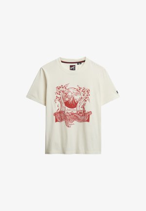 Superdry & Co TOKYO NARRATIVE - Camiseta estampada - desert bone off white