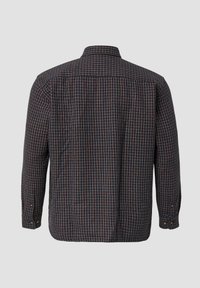 Langarmshirt in marineblauw met een geruit patroon in rood en wit. Bevat een button-down kraag en manchetten. Gemaakt van een gestructureerde stof.