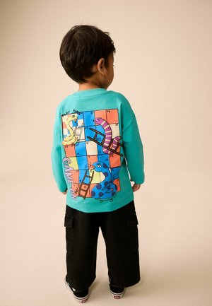 Next, REGULAR FIT - LONG SLEEVE BACK GRAPHIC T-SHIRT . - Langarmshirt - teal blue snakes ladders