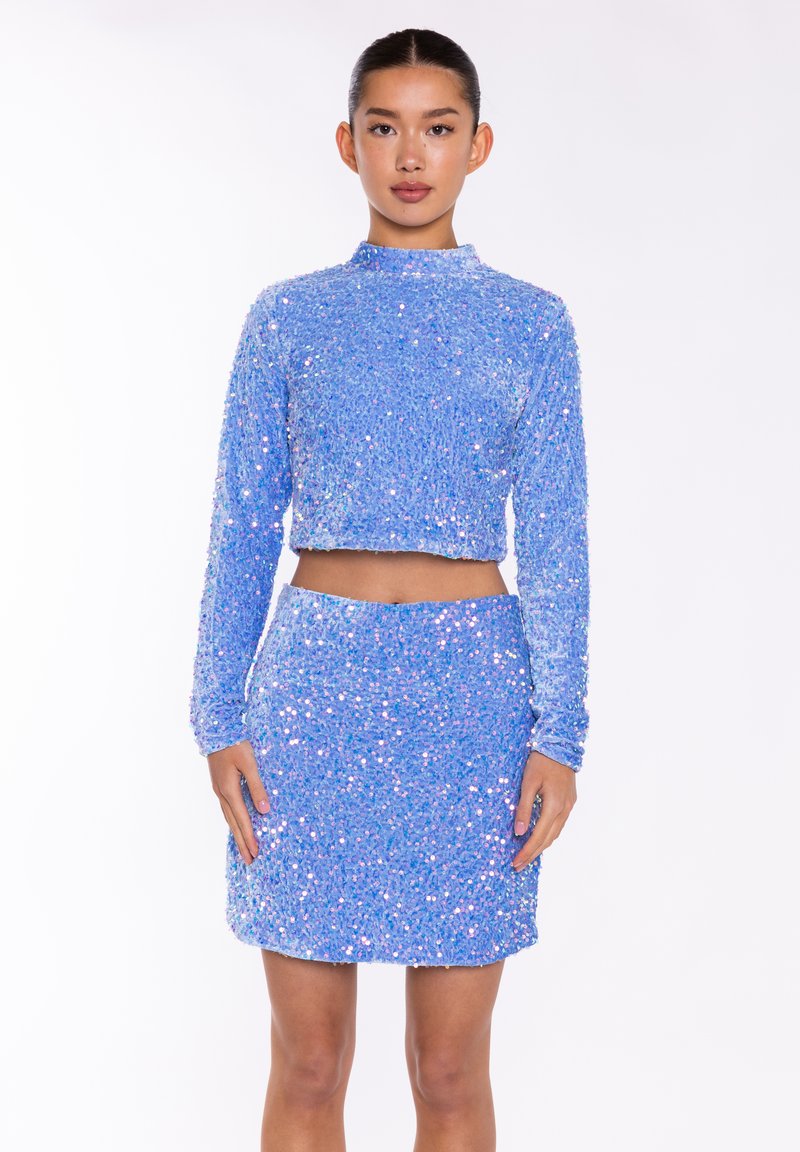 Glamorous Bluse - blue sequin