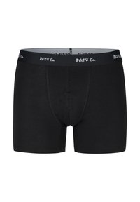 Svarta bomullboxerhorts med en åtsittande design, utrustade med en bred elastisk midjeband tryckt med "Phil & Co." och platta sömmar.