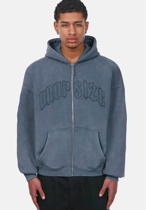 Dropsize SUPER HEAVY RAW EDGES - Zip-up sweatshirt - acid grey