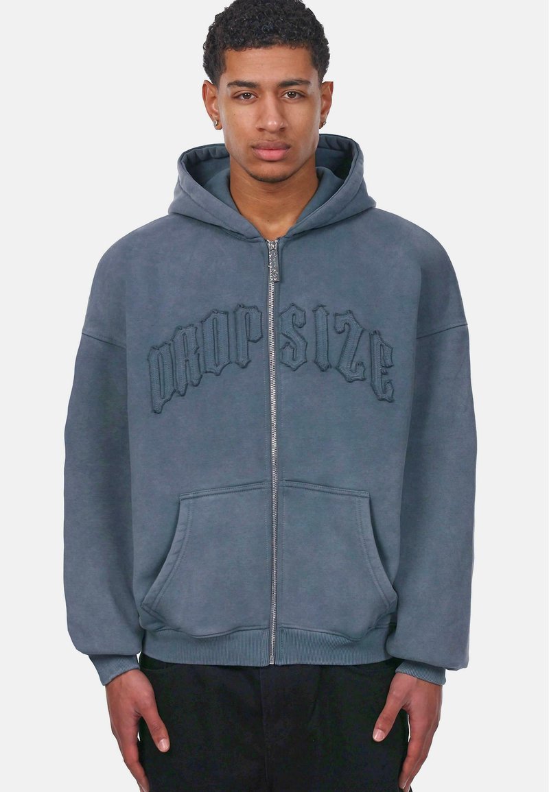 Dropsize - SUPER HEAVY RAW EDGES  - Zip-up sweatshirt - acid grey, Enlarge