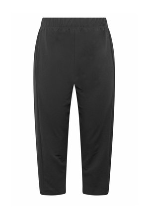Pantalones cortos negros con cinturilla elástica y piernas rectas, adecuados para uso casual o deportivo.