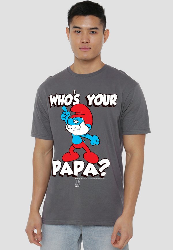 SMURFS WHOS YOUR PAPA - T-Shirt print - anthracite