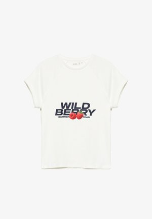 PULL&BEAR, FRUIT GRAPHIC WITH SLOGAN - T-SHIRT - T-shirt con stampa - white