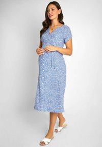 JoJo Maman Bébé ANIMAL MATERNITY MIDI MATERNITY - REGULAR FIT - Freizeitkleid - blue animal print