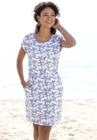 Beach Time Jerseykleid - blau creme bedruckt