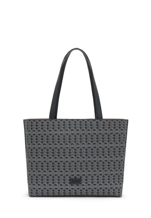 Bolso tote gris estampado de TOUS con asas negras para el hombro, sobre un fondo blanco.