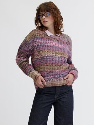 JJXX JXSIMONE CREW NECK - Jersey de punto - cabernet stripes/multi space dye