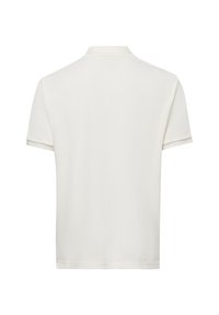 Kurzarm-Polohemd aus off-weißem Stoff. Mit klassischem Kragen und gesäumten Ärmeln. Glatte Textur ohne auffällige Muster oder Akzente.