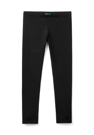 Leggings neri realizzati in materiale morbido, con una cintura elastica e una superficie liscia. Nessun motivo o accentuazione visibile.