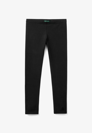 Leggings neri realizzati in materiale morbido, con una cintura elastica e una superficie liscia. Nessun motivo o accentuazione visibile.