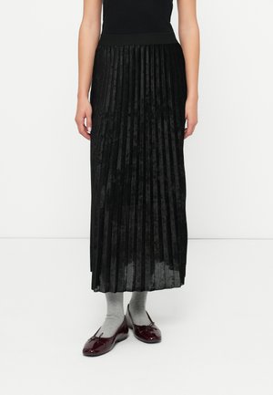 ONLDELIA LONG STONE SKIRT - Jupe plissée - black/silver-coloured