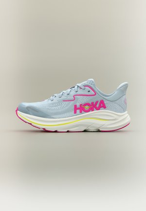 HOKA CLIFTON 10 BIG KIDS UNISEX - Cestná bežecká obuv - overcast/neon dragonfruit