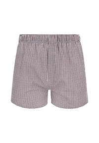 Kostka bokserskie w czerwono-niebiesko-białym wzorze kratki. Wykonane z miękkiego materiału z elastycznym pasem dla wygody.