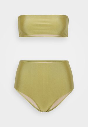 SOLID HIGH WAISTED BANDEAU - Bikini - pistachio