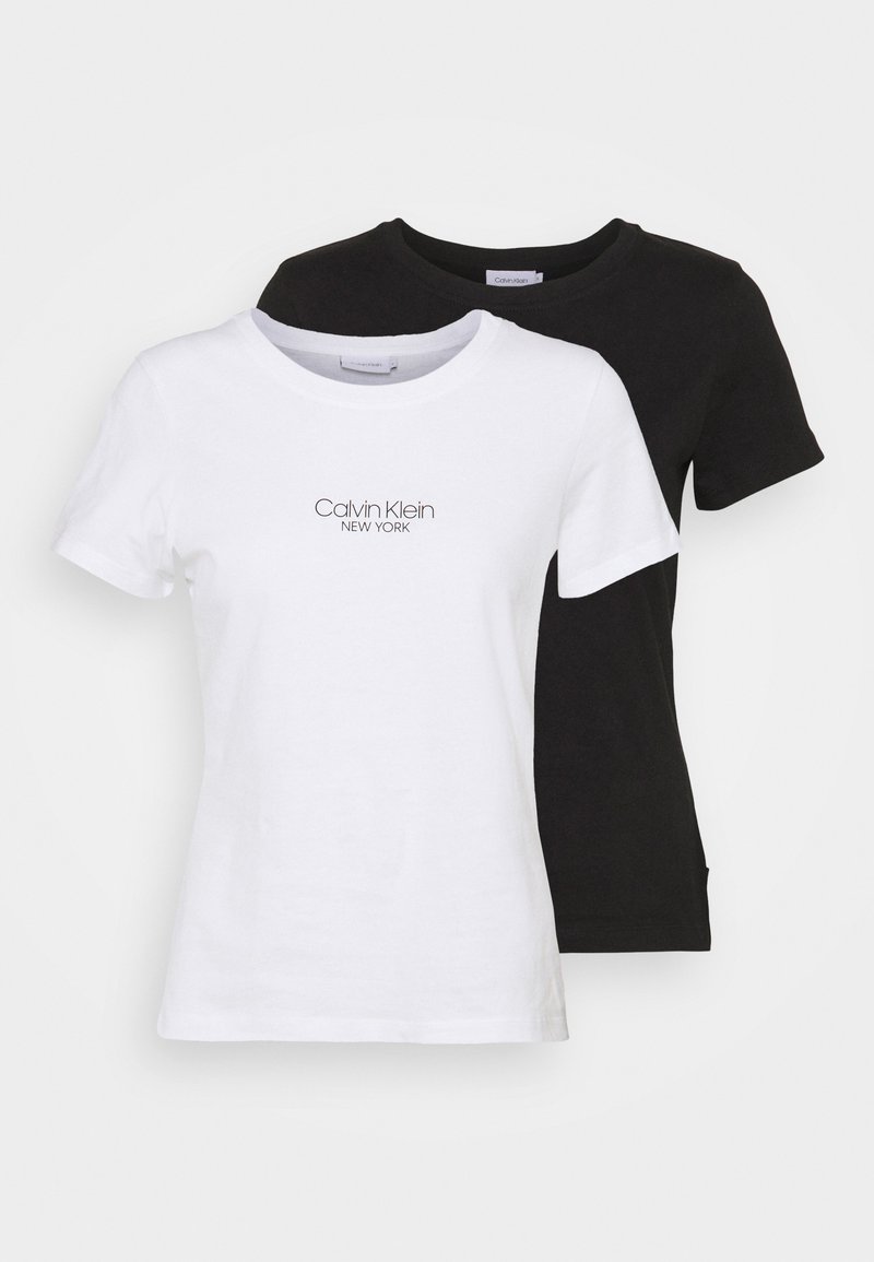 Calvin Klein SLIM FIT 2 PACK Tshirts print black/bright white/sort Zalando.dk