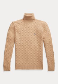 CABLE WOOL CASHMERE ROLL NECK JUMPER - Strikkegenser - camel melange
