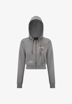 Ed Hardy LKS CROPPED THRU - Sweater met rits - grey
