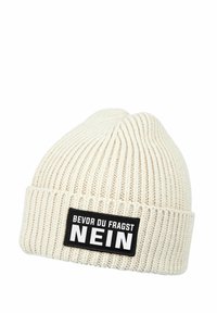 MoonWorks PATCH MIT SPRUCH BEVOR DU FRAGST - NEIN AUFDRUCK LUSTIG - Beanie - beige