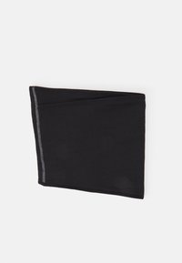 Gaiter nera in tessuto morbido, con un design semplice e senza cuciture, caratterizzata da un dettaglio di cucitura chiara a contrasto lungo il bordo.