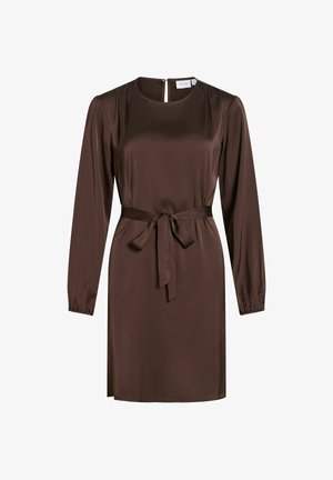 VILA, VIENNA RAVENNA L/S O-NECK DRESS - NOOS - Denné šaty - coffee bean